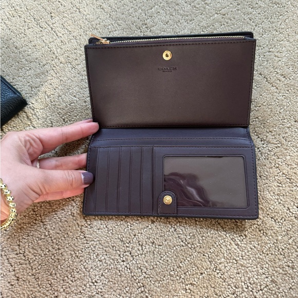 Coach Slip Zip Wallet. NWOT. Black with gold zipper. - Picture 2 of 11
